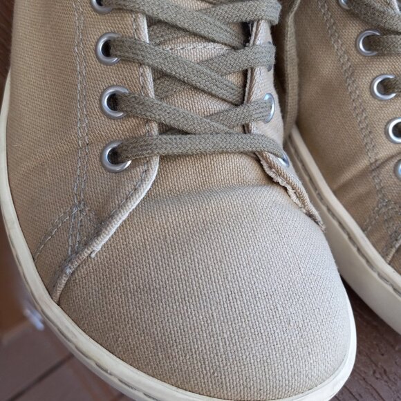 Birkenstock Arran Khaki Beige Canvas Lace-Up Sneakers Size 38 Wide / US 7 - 7.5 - Picture 8 of 16